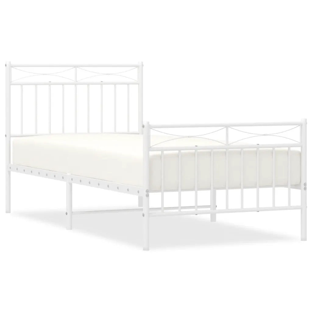 Giroletto con Testiera e Pediera Metallo Bianco 90x190 cmcod mxl 107914
