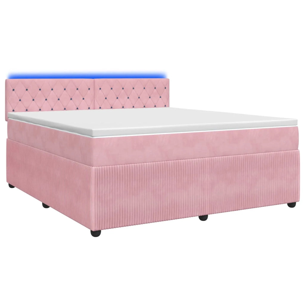 Letto box spring con materasso Rosa 180 x 200 cm Velluto 3453190