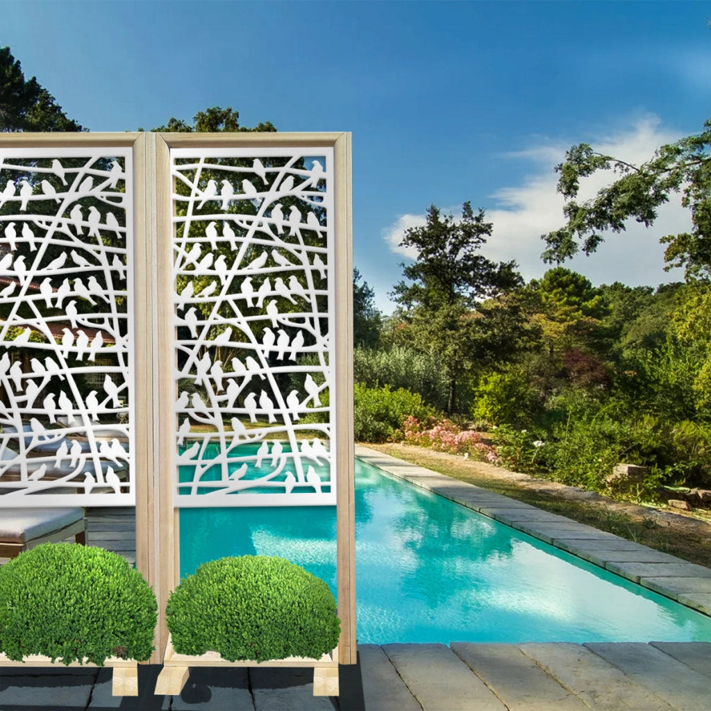 BIRDS - Separè - Paravento modulabile - 70x190cm - in Legno e PVC Colore: bianco