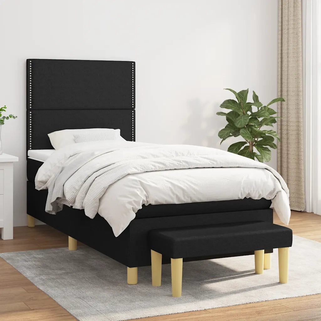 Giroletto a Molle con Materasso-Struttura Letto Nero 80x200 cm inTessuto 532291