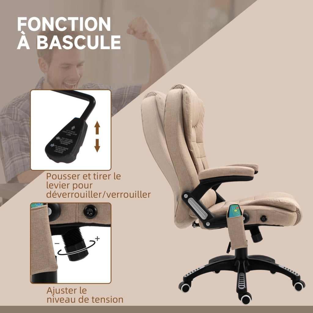 Sedia da ufficio massaggiante e riscaldante ¨C zephmum ¨C tessuto poliestere beige