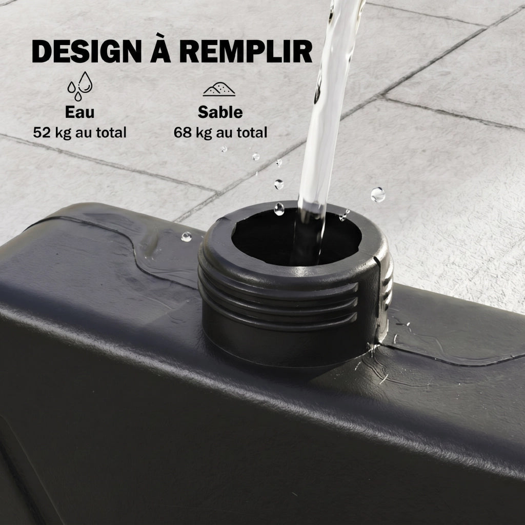 Base per Parasole ¨C zephmum ¨C 100x100x8 cm HDPE Effetto Rattan Nero