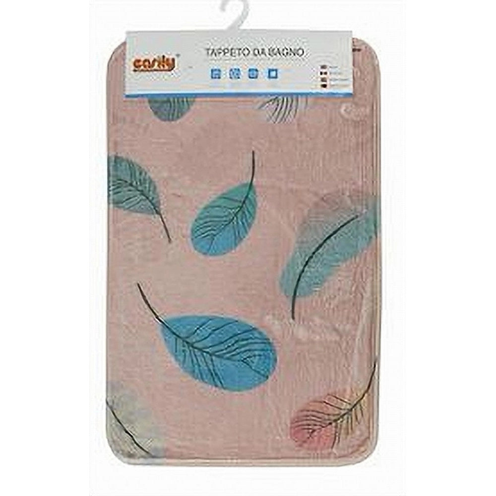 Trade Shop - Tappeto Tappetino In Tessuto Arredo Da Bagno Antiscivolo Con Piume 40x60cm 79439 -