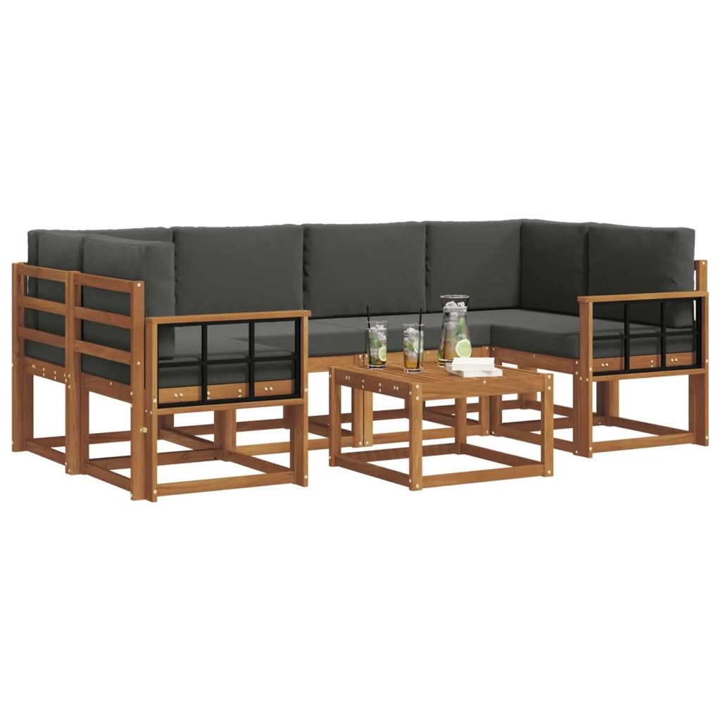 Set di divani da esterno con cuscino 7 pcs Naturale e Antracite