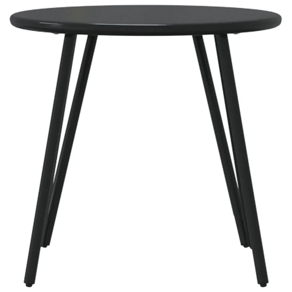 Tavolino Giardino 2pz Rotondo Nero Acciaio Verniciato a Polvere 4008112