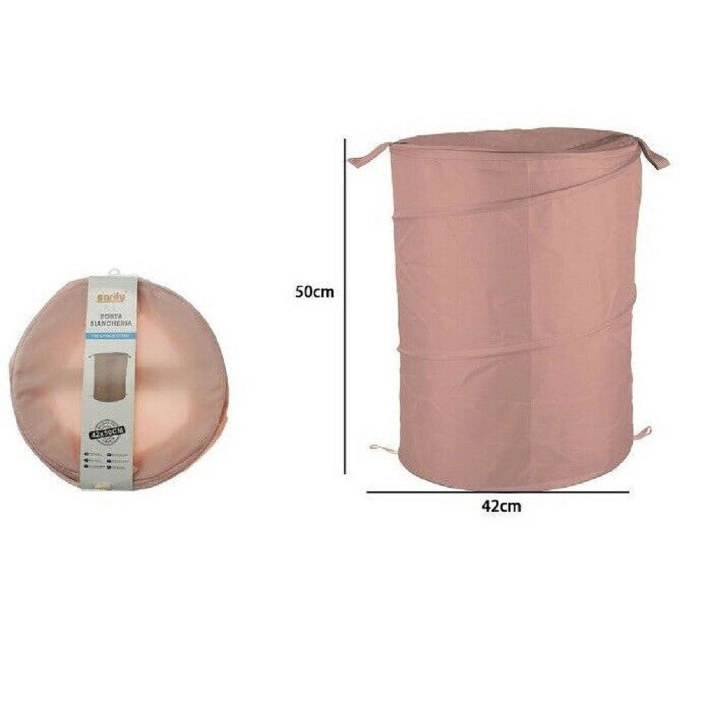 Trade Shop - Cesto Contenitore Porta Biancheria Bucato Giochi Pieghevole 42 X 50cm Rosa 79851 -