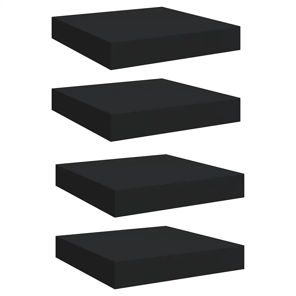 Mensole a Muro 4 pz Nere 23x23,5x3,8 cm in MDF cod mxl 33131