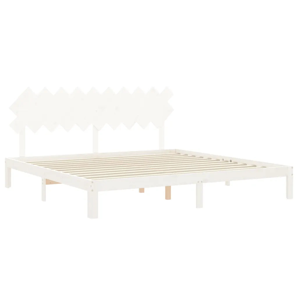 Giroletto senza Materasso Bianco 200x200 cm Legno Massello Pino