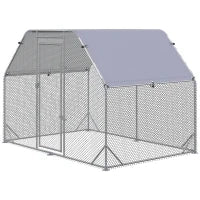 Recinto per Galline con telo di copertura per 4-6 polli in acciaio, 280x190x195 cm