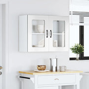 Pensile da Cucina con Porta in Vetro-Mobile Cucina da Parete Kalmar Bianco Lucido 322498