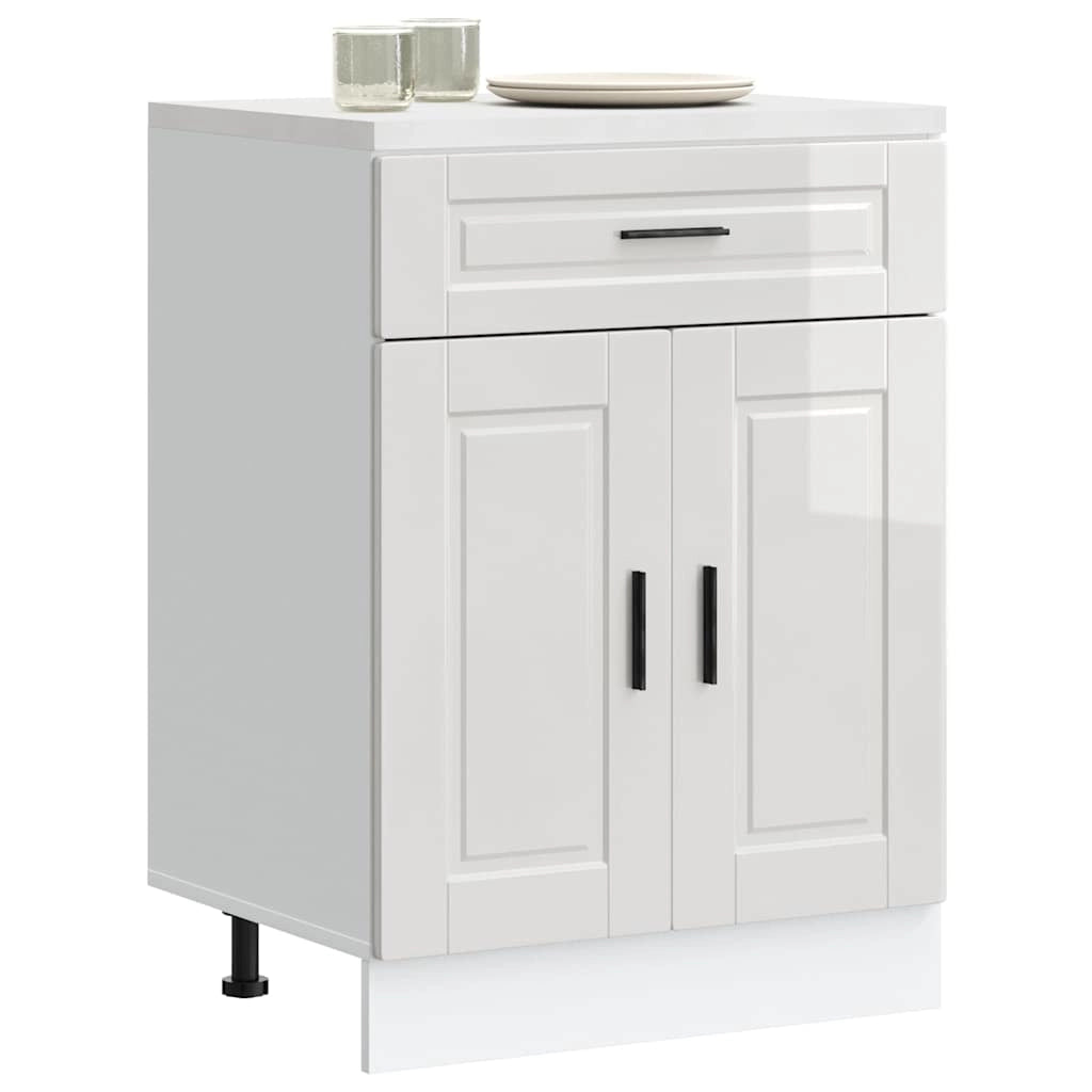 Armoire de cuisine Porto blanc brillant bois ingénierie
