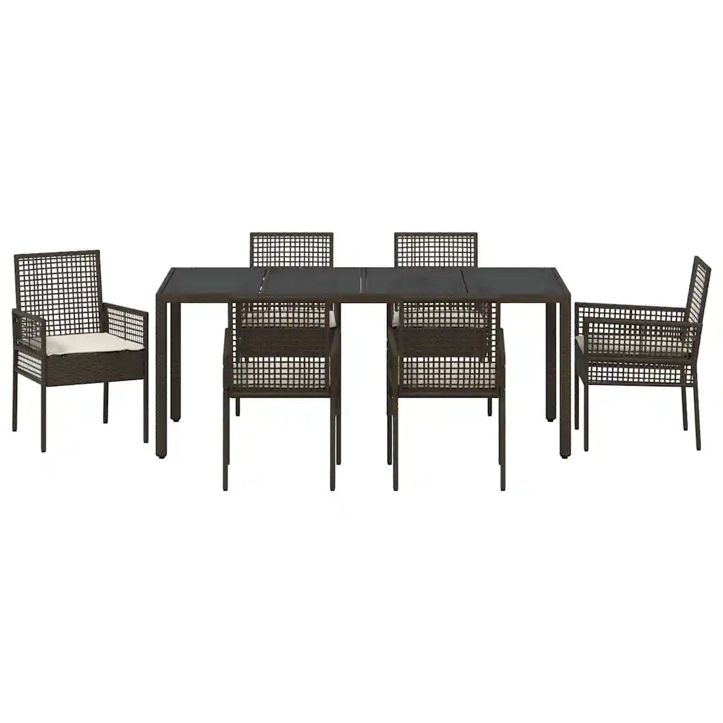 vidaXL Set da Pranzo per Giardino 7 pcs Marrone Poly Rattan
