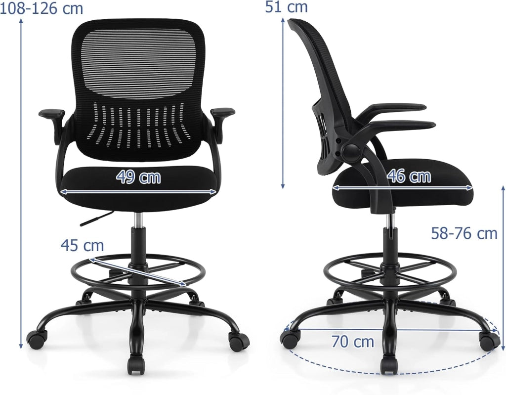 Sedia da ufficio ergonomica girevole con schienale, braccioli e poggiapiedi, regolabile in altezza, con 5 ruote, per ufficio, studio e sala giochi