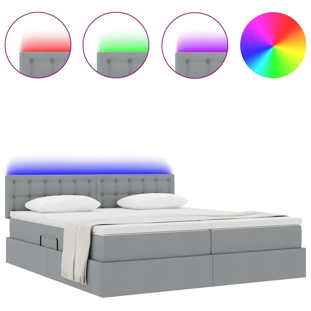 Letto con testiera Grigio chiaro 200 x 200 cm Tessuto