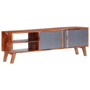 Mobile TV multimediale scaffale TV mobile TV sala da pranzo soggiorno camera da letto 140 x 30 x 45 cm legno massello grigio 02_0025915