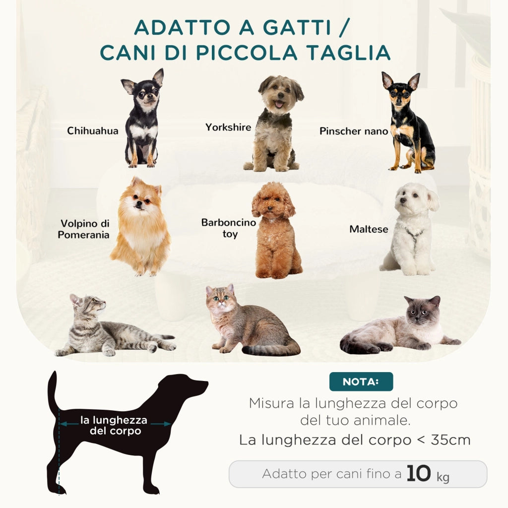 Cuccia Divanetto per Cani e Gatti 47x40x20 cm Sfoderabile in Peluche Grigio