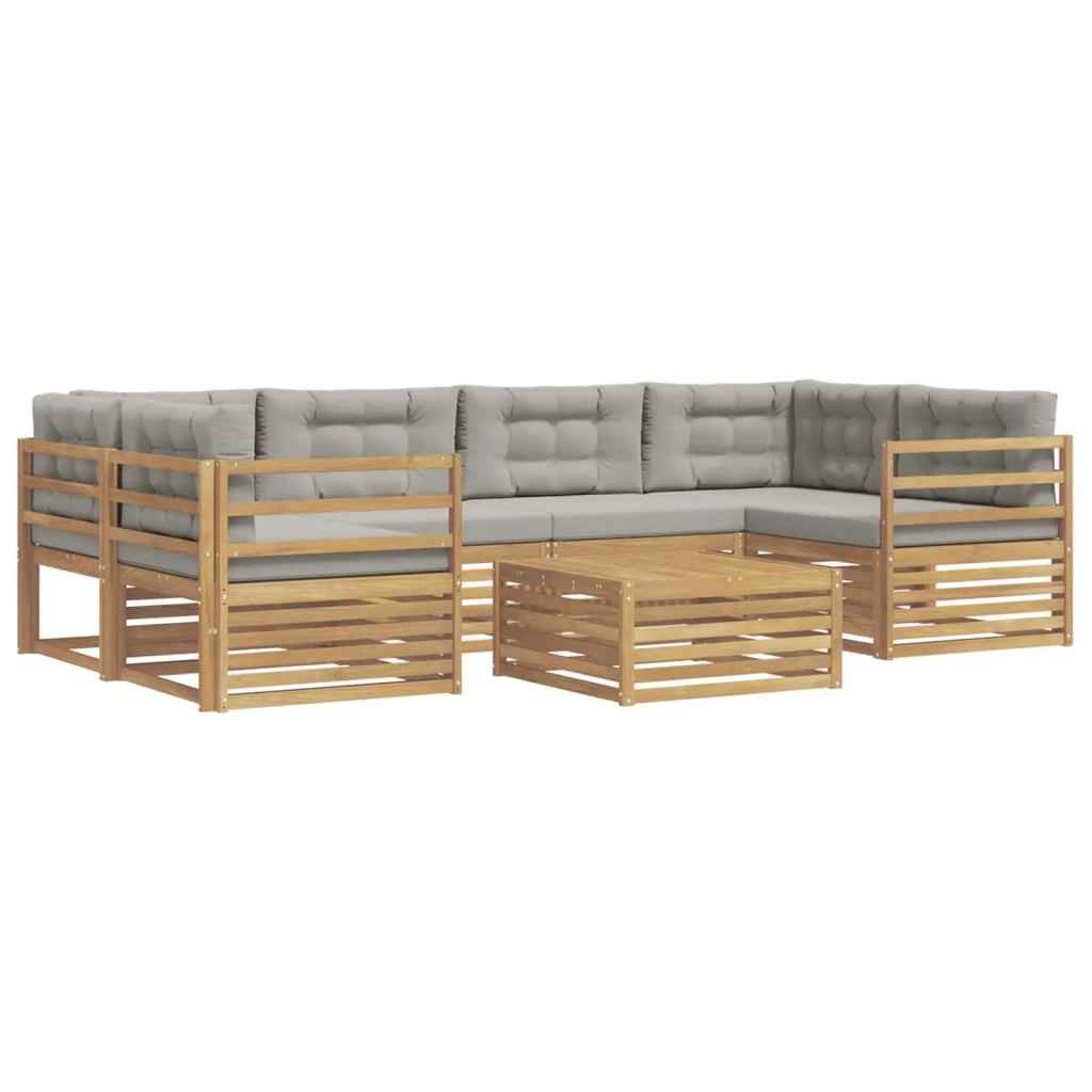 Set di divani da esterno 7 pcs Bianco e Grigio Chiaro