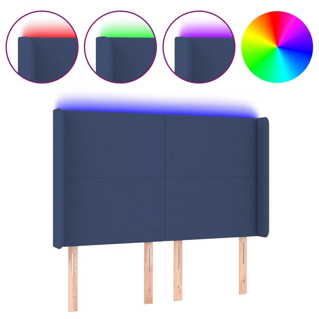 Testiera | Testata a LED Blu 147x16x118/128 cm in Tessuto