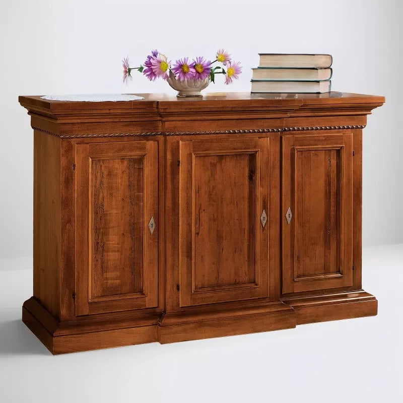 Credenza 3 porte corpo avanzato legno noce arte povera 175x52x110 (603) - Mobili 2G