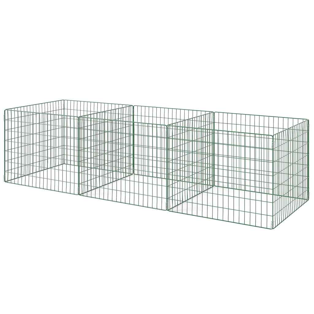 Compostiera da giardino 1680L ¨C Xylo ¨C acciaio verde 270x90x70cm 3 pezzi