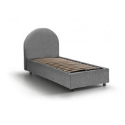 Letto singolo Amantea, Letto contenitore con rivestimento in tessuto, Made in Italy, Apertura frontale, adatto per materasso cm 80x190, Grigio