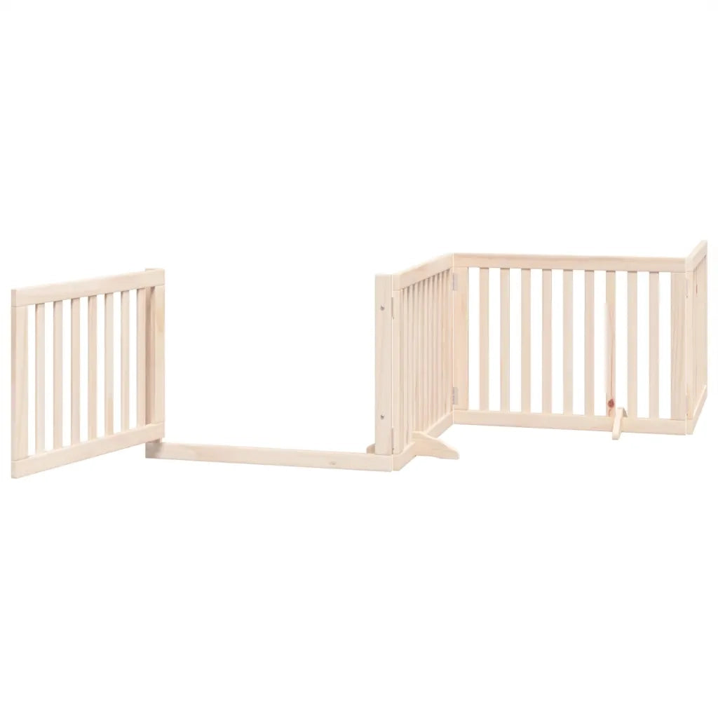 Cancelletto per cani con porta pieghevole 4 pannelli 320 cm in legno di pioppo 352241