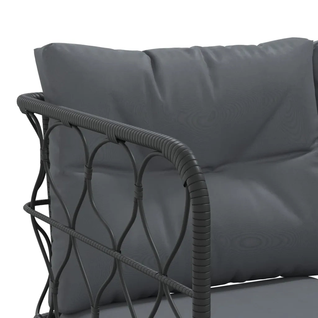 vidaXL Divano Giardino con Cuscini Forma a L Nero Acciaio e Textilene