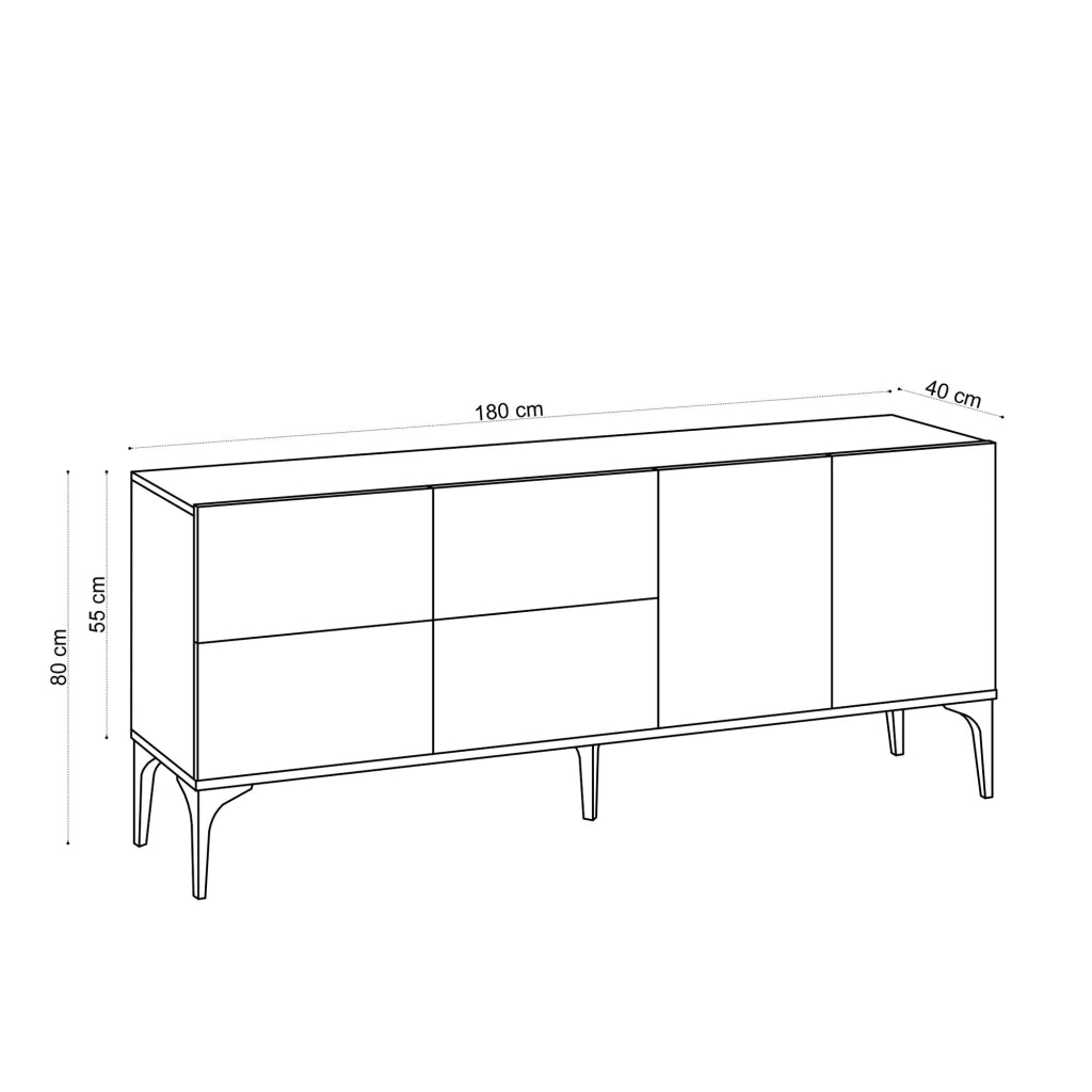 Credenza in legno "Laika" - 180 x 40 x 80 cm - Beige