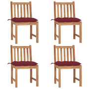 Sedie da Giardino 4 pz con Cuscini in Legno Massello di Teak