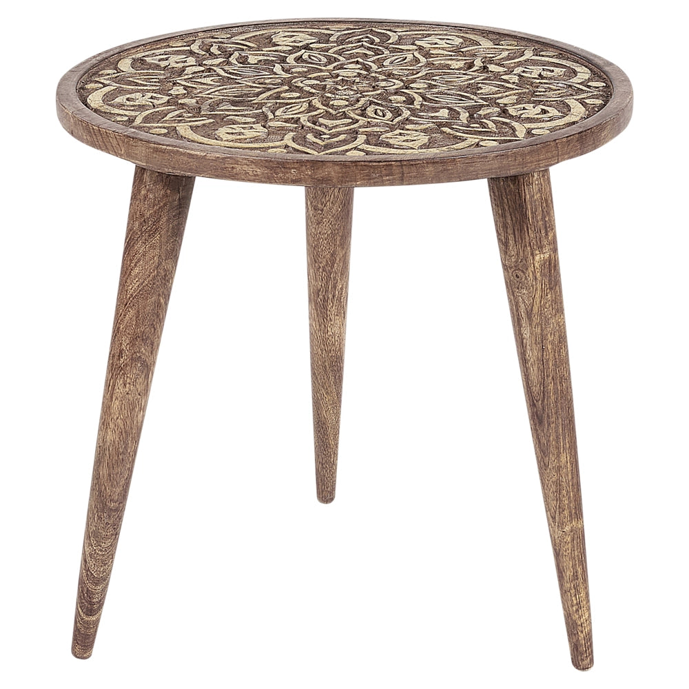 Set di 2 tavolini in legno di mango marrone Tavolino decorativo per il caffè Piccolo arredamento per il soggiorno Design orientale