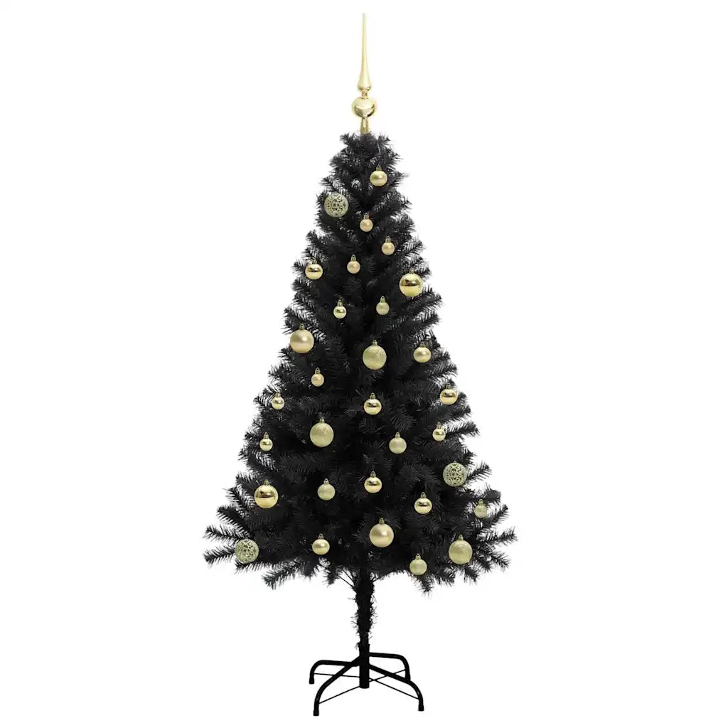 Albero di Natale | Decorazioni natalizie con 150 LED con supporto Nero 150 cm PVC