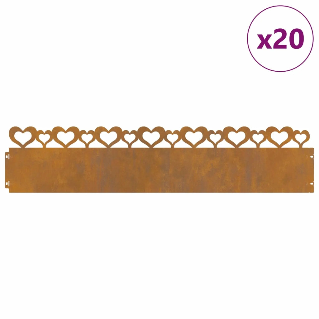 Bordure per prato 20 pcs Ruggine 103 x 0,05 x 22 cm 874847
