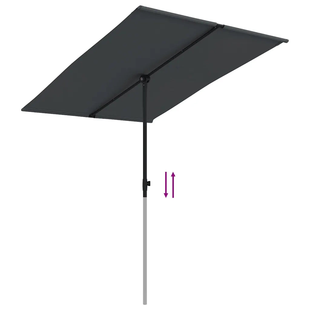 Ombrellone da Giardino-Ombrello da Balcone con Palo in Alluminio 2x1,5 m Nero