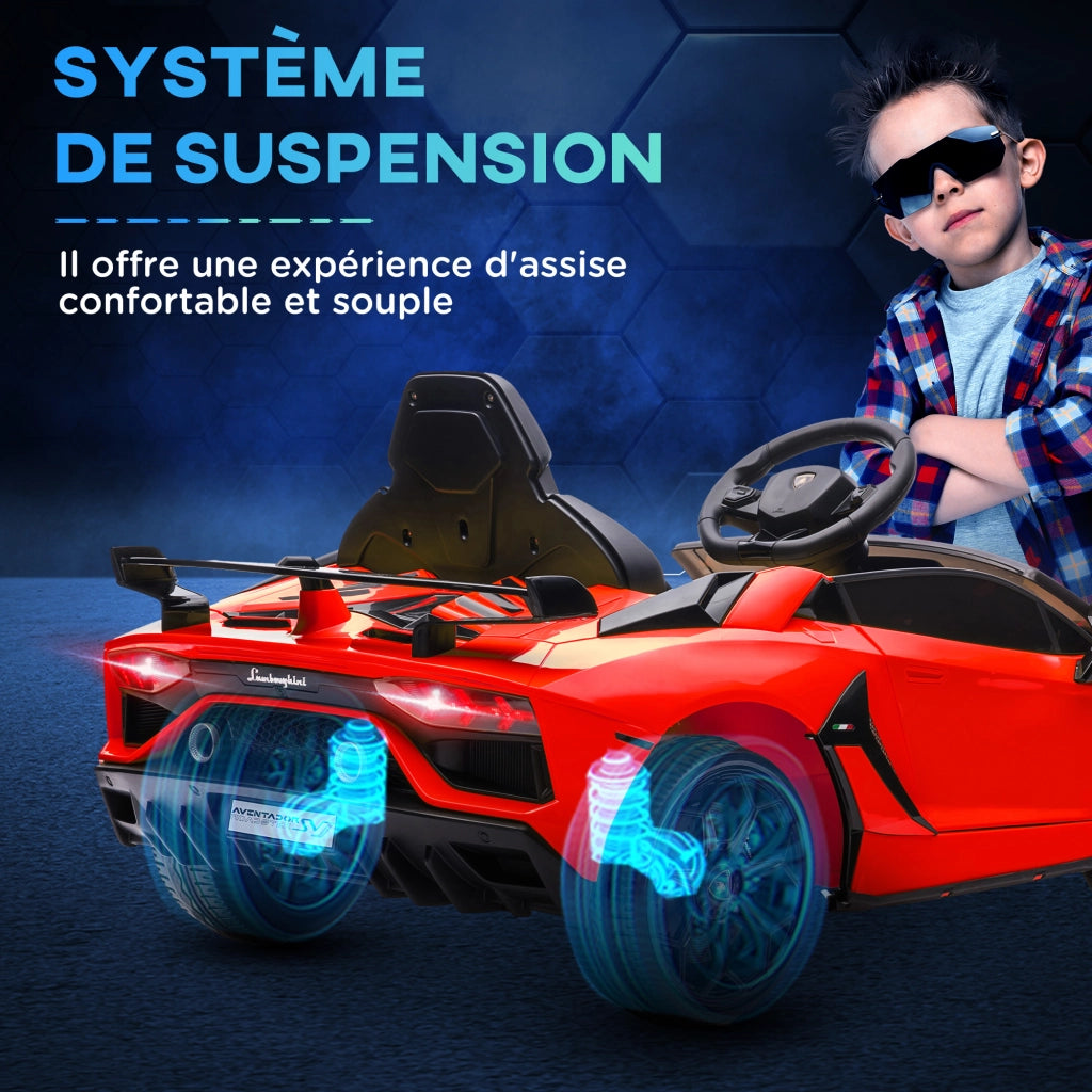 Auto elettrica per bambini Lamborghini Aventador SVJ 12V ¨C zephmum ¨C Rosso, Telecomando