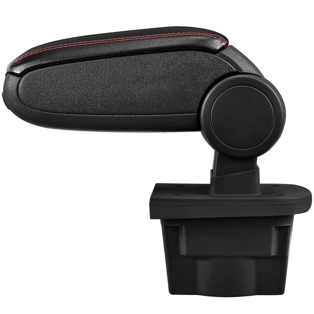 Bracciolo centrale per Opel Astra J con scomparto imbottito in similpelle nera con cuciture rosse 03_0000565