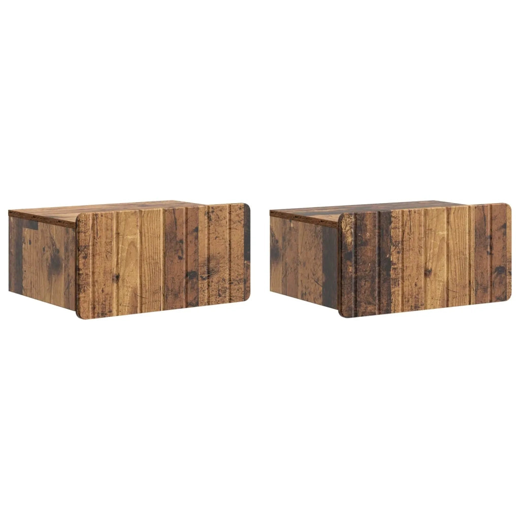 Mobiletto da notte a muro 2 pcs Legno antico 49 x 34,5 x 24 cm 898292