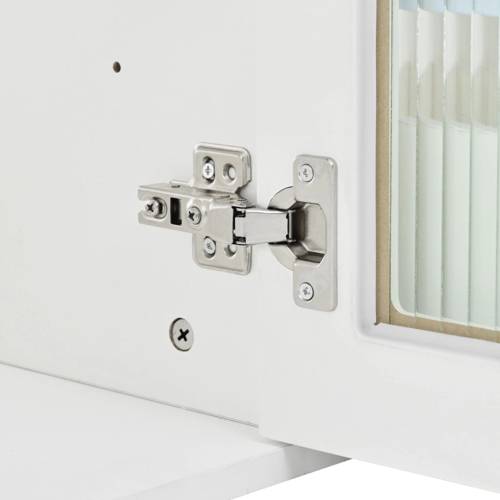 Mobile sottolavabo sospeso con lavabo in ceramica, 2 cassetti e anta in vetro, bianco 80 × 50 × 58 cm