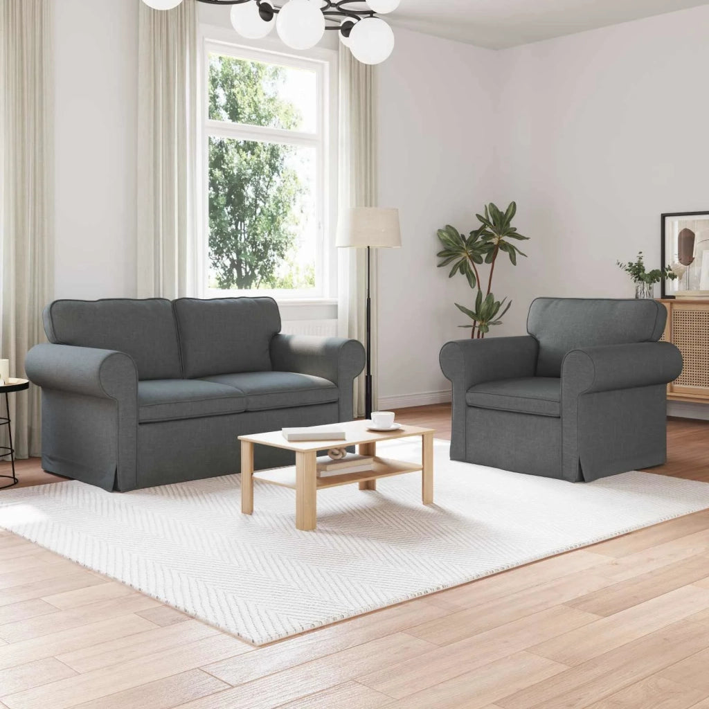 Set di divani 2 pcs Grigio scuro 155 x 82 x 80 cm Tessuto