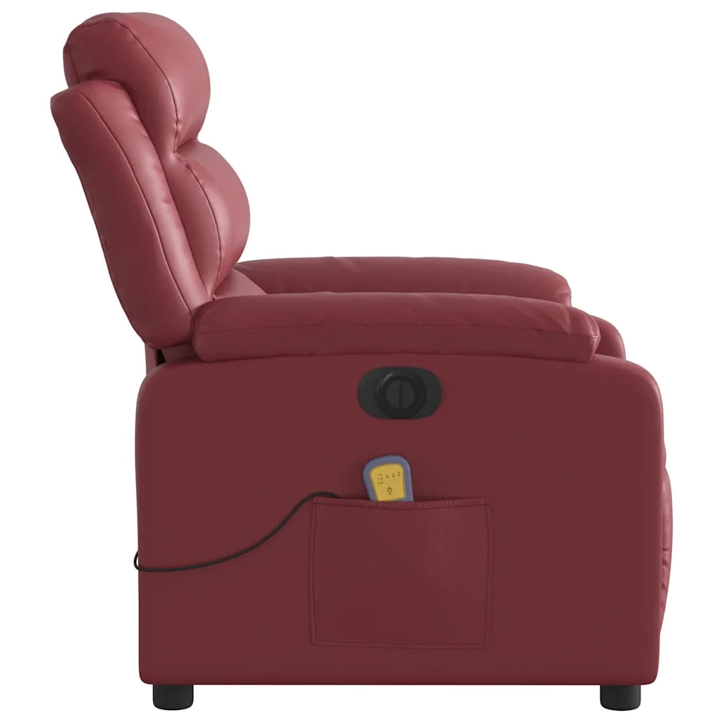 Divano Sedia-Poltrona Massaggiante Reclinabile Rosso Vino in Similpelle 798275