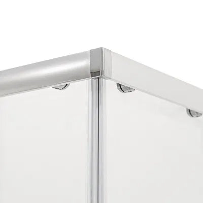 Box doccia 80x100 angolare doppio scorrevole con vetro temperato trasparente e profili cromo Geo