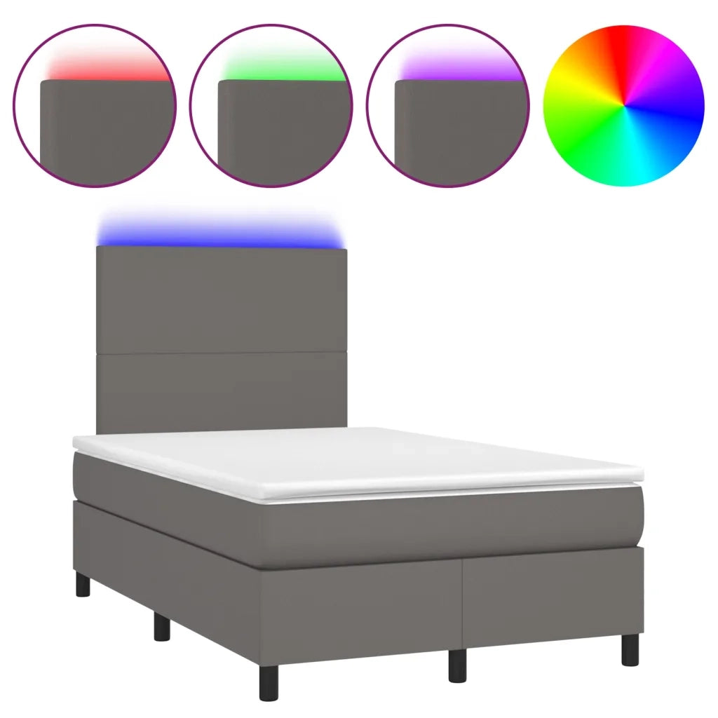 Giroletto Molle con Materasso e LED Grigio 120x200cm Similpelle 3135817