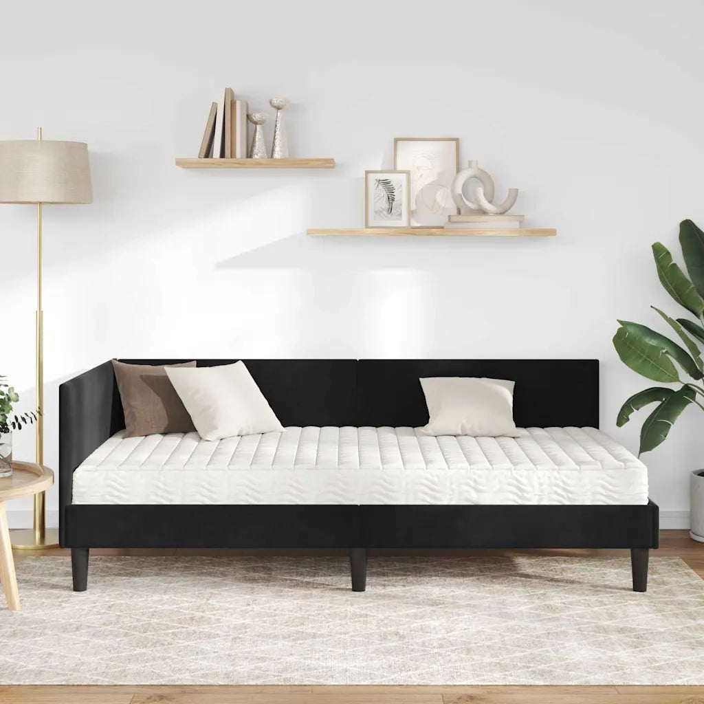 Struttura Letto Angolare con Materasso Altro 2 pcs Nero Velluto
