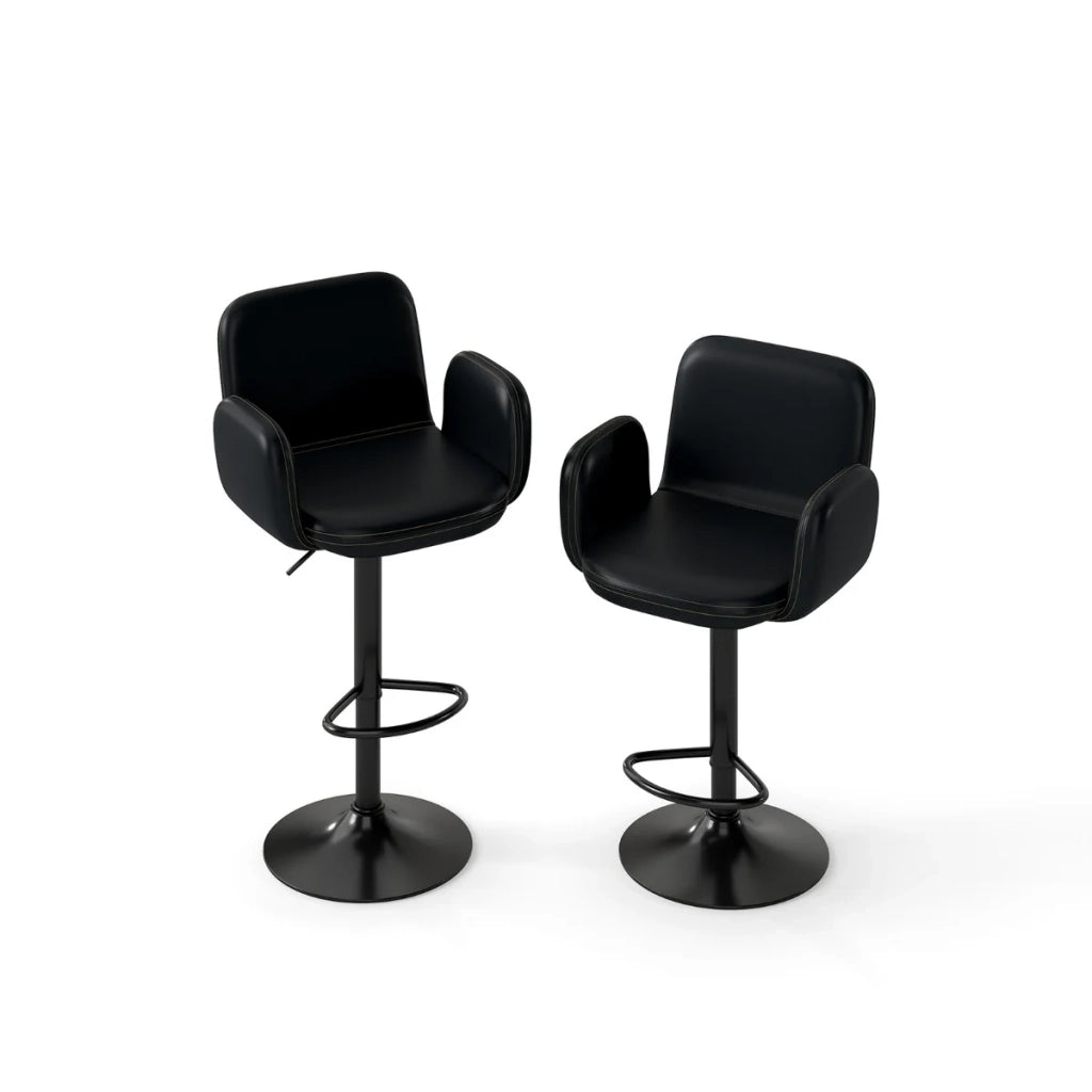 Set di 2 sgabelli da bar girevoli regolabili 52 x 55 x 89-110 cm comfort ergonomico moderno similpelle nera 20_0018121