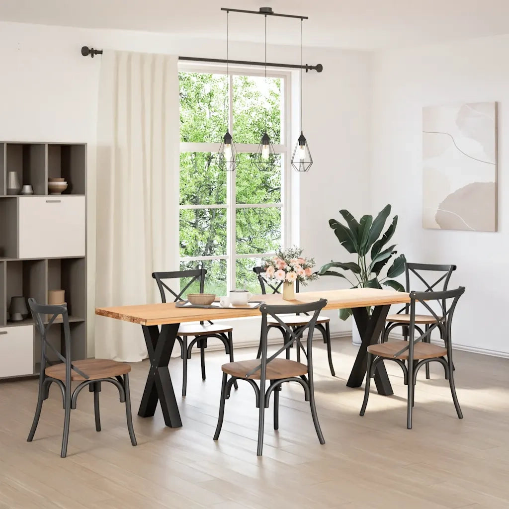 Gambe per tavolo da pranzo a forma di X 2 pz nere 50x(72-73) cm in acciaio