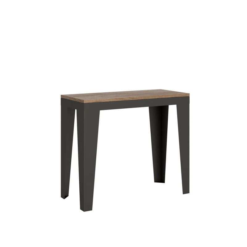 Consolle allungabile 90x40/196 cm Flame Small Evolution telaio Antracite - Quercia Natura
