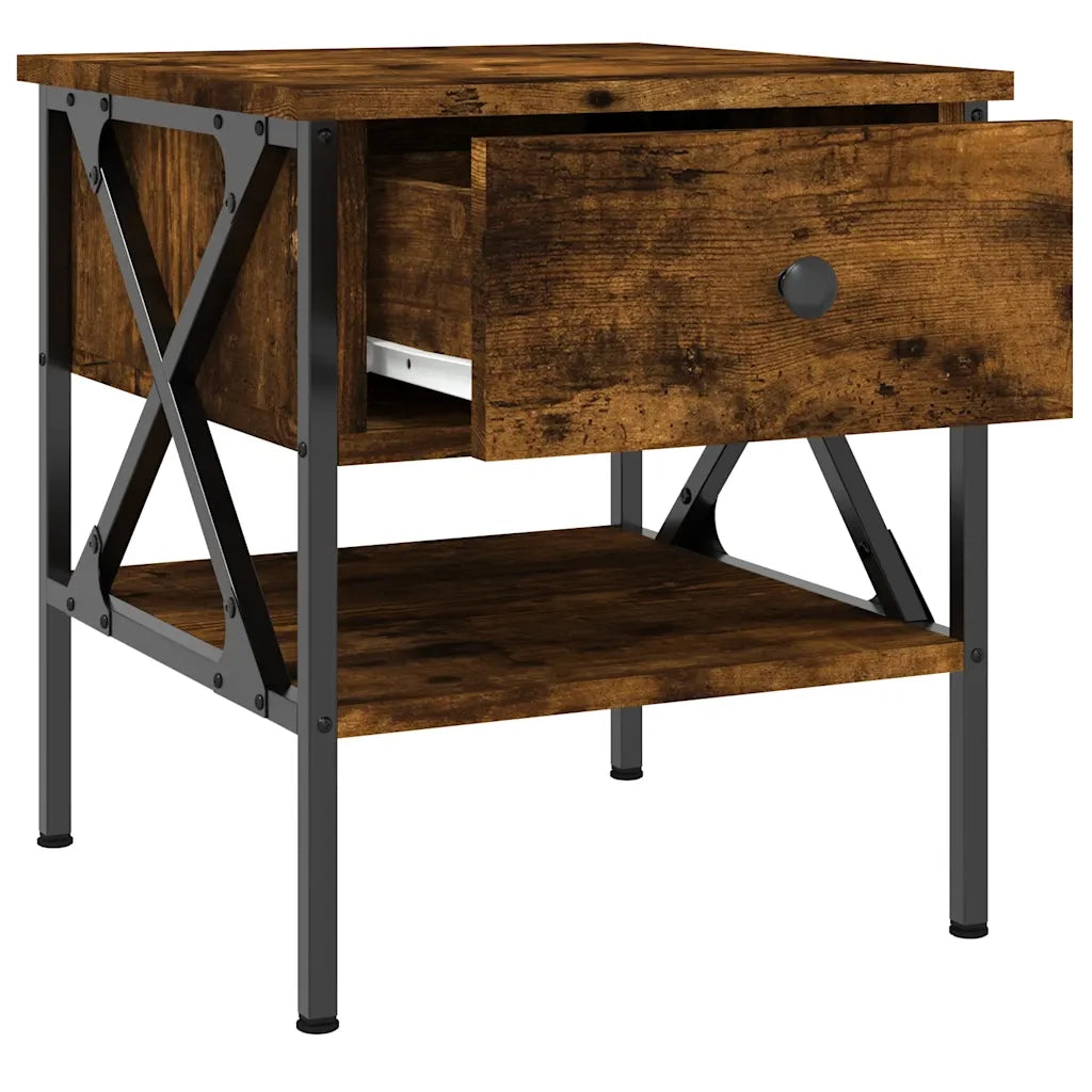 Comodini 2 pz-Set di 2 Tavolino da notte Rovere Fumo 40x42x45 cm in Legno Multistrato