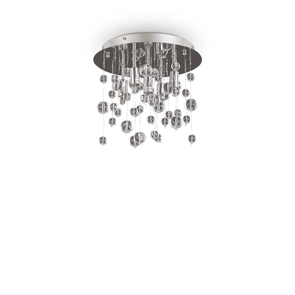 Plafoniera Contemporanea Neve Metallo Cromo 5 Luci G9 3W 3000K Luce Calda