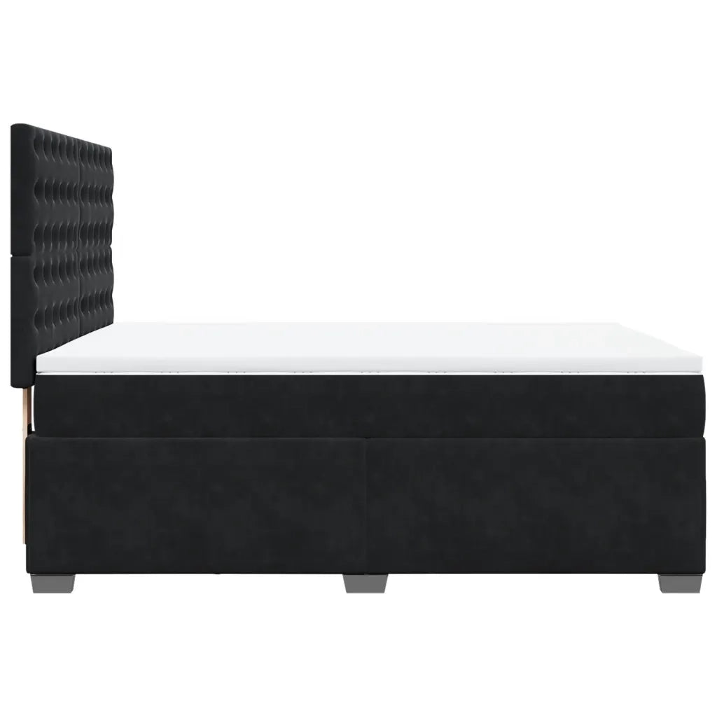 Giroletto a Molle con Materasso Nero 140x200 cm in Velluto