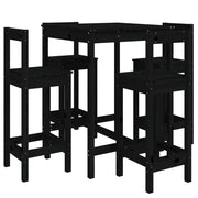 Set Bar da Giardino 5 pz | Set Salotto da Giardino Nero in Legno Massello di Pino