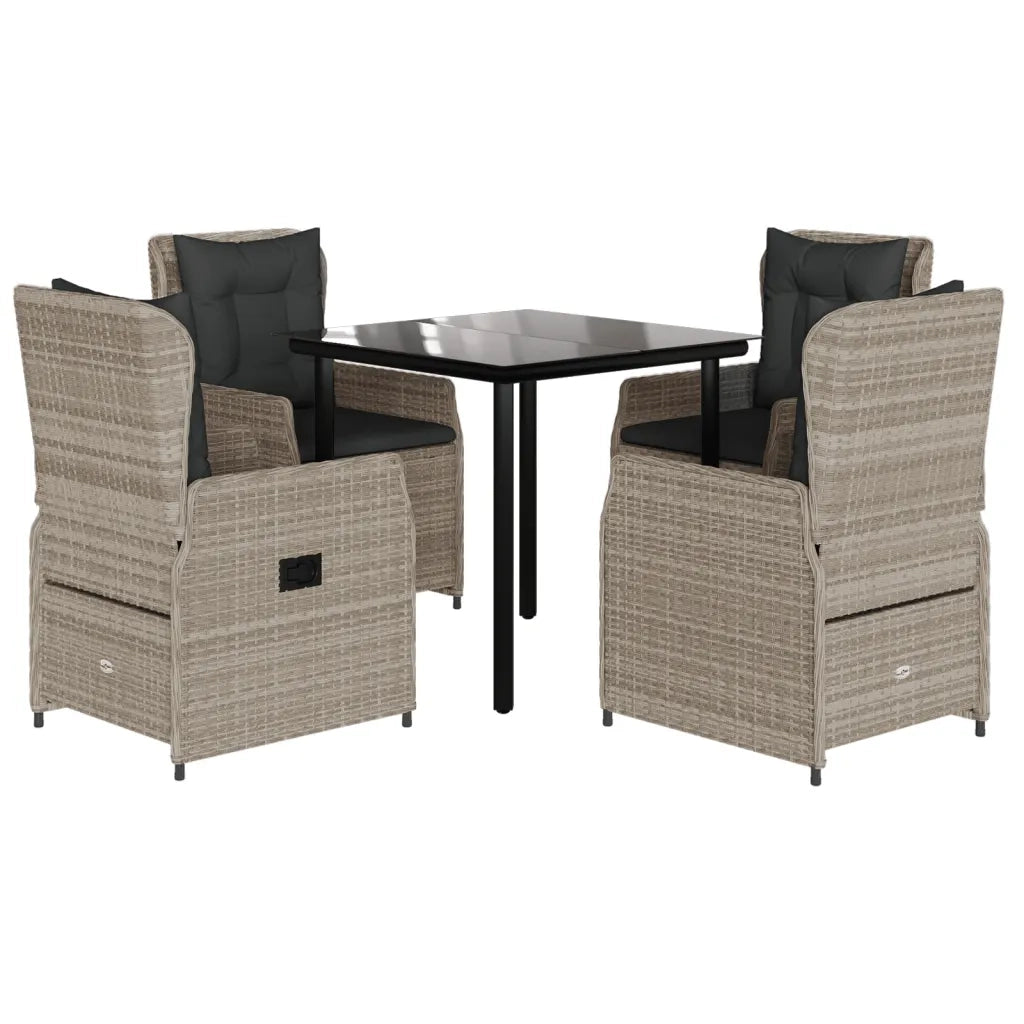 Set Pranzo da Giardino 5pz con Cuscini Grigio Chiaro Polyrattancod mxl 117146